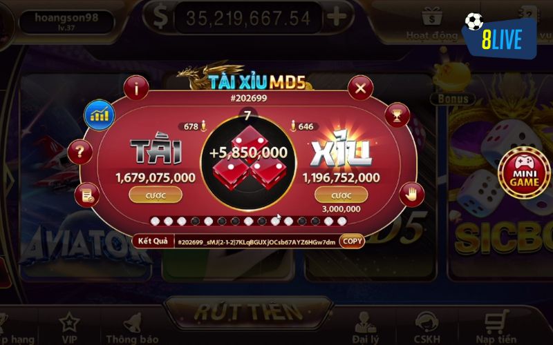 Luật chơi Tài Xỉu MD5 tại 8Live Luật chơi Tài Xỉu MD5 tại 8Live