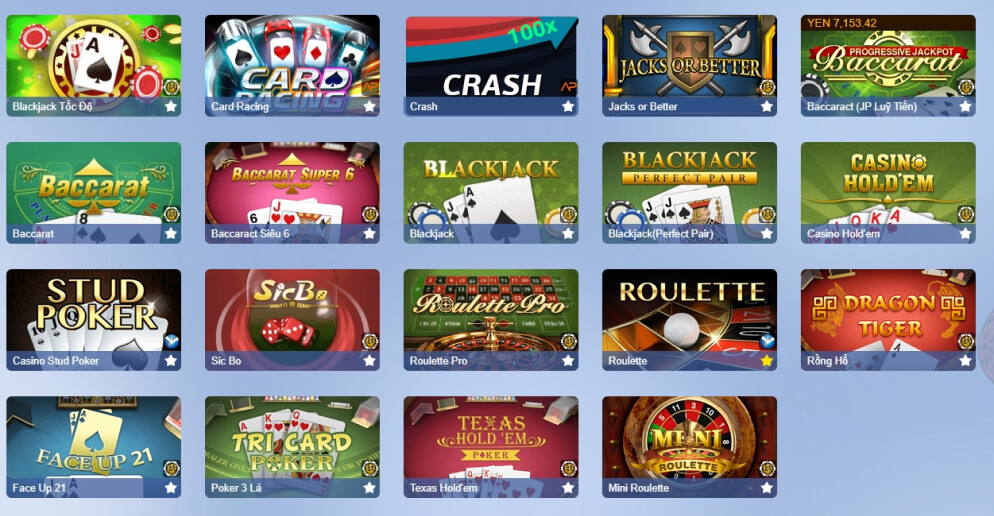 Các game bài phổ biến trong Casino Ảo 8live Các game bài phổ biến trong Casino Ảo 8live